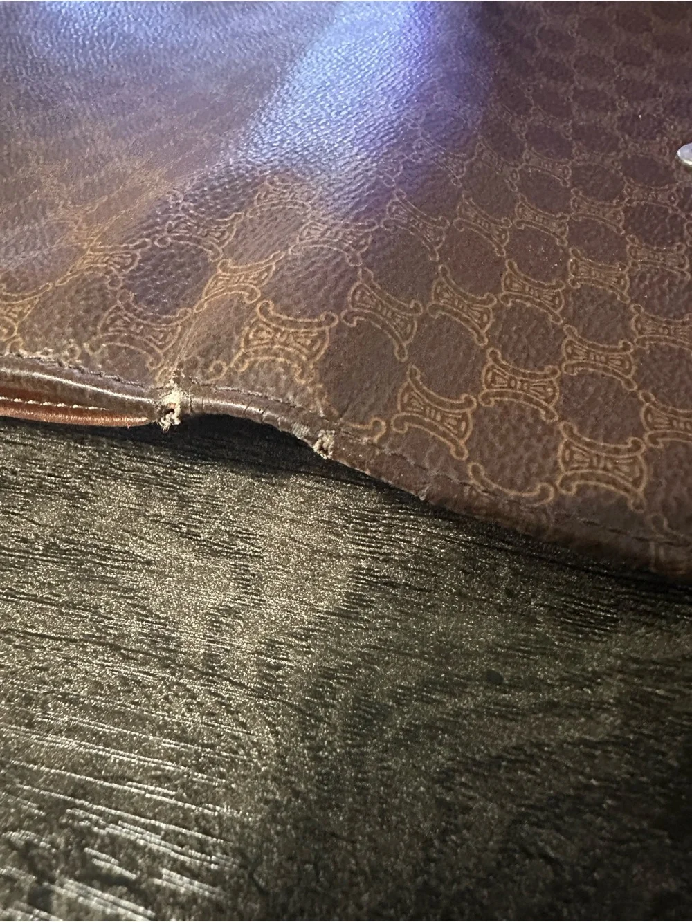 Vintage CELINE Macadam Triomphe Canvas Leather Trifold Wallet Italy